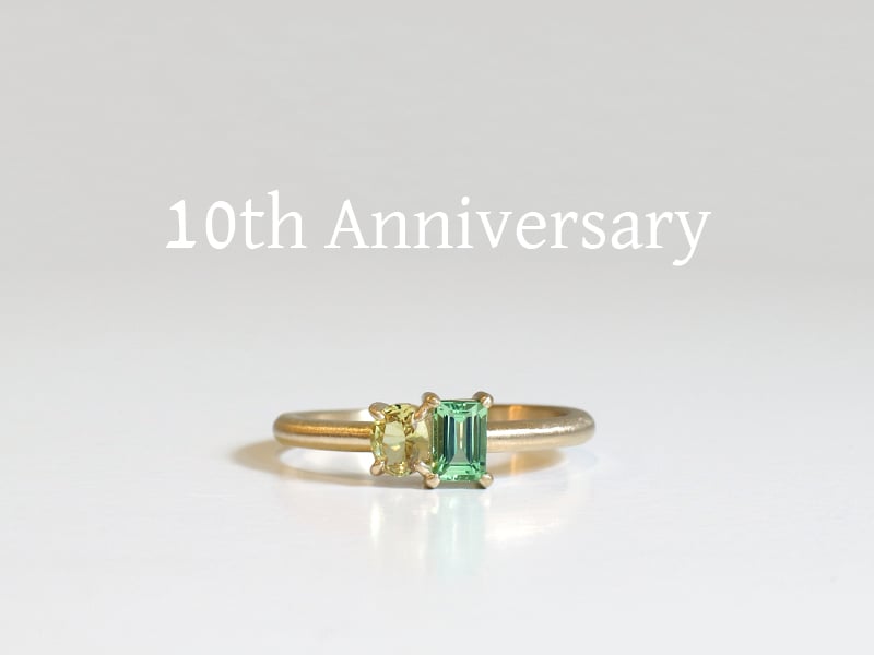 クリソベリルとグロッシュラーガーネットの指輪