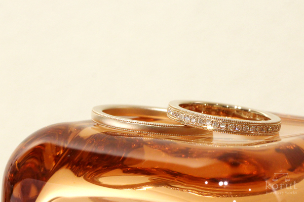 ハーフエタニティとミルグレインのマリッジリング（結婚指輪）