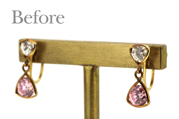 リフォーム前の18金イエローゴールド石付きイヤリング