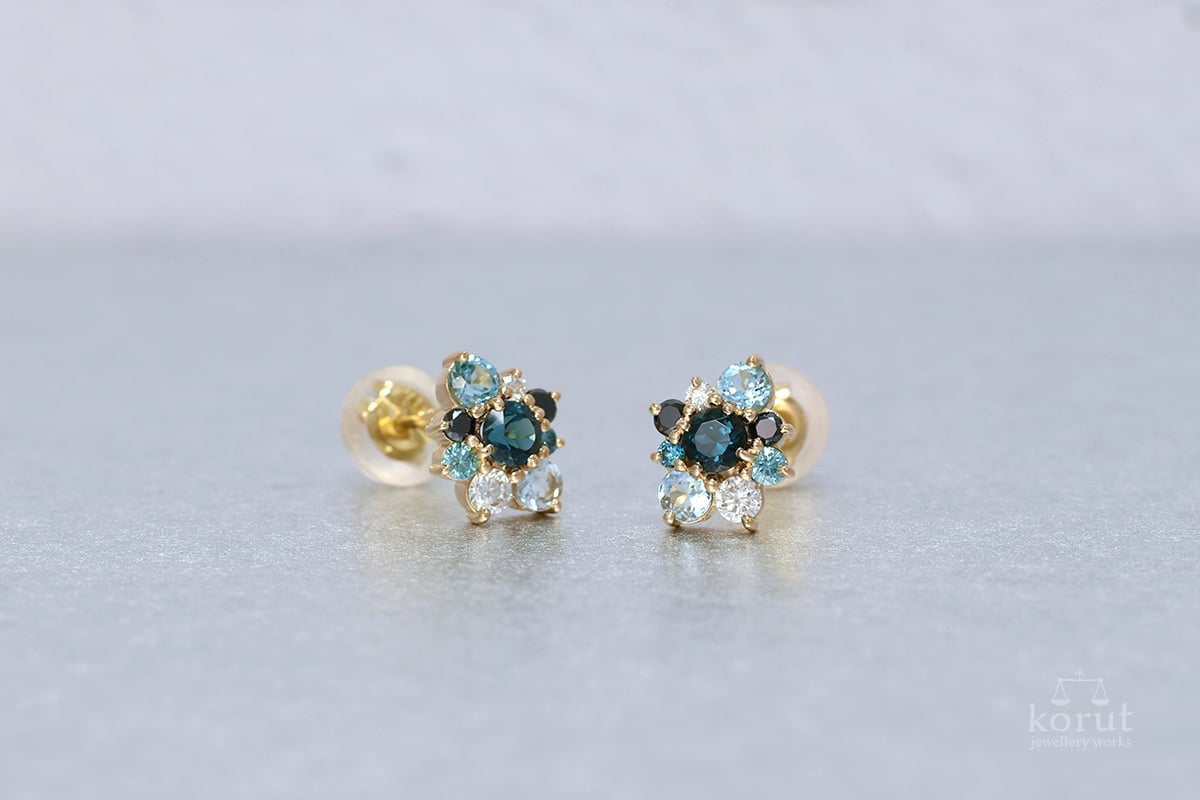 トパーズ・ダイヤ・アクアマリンのピアス