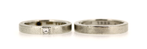 リフォーム前のプラチナ製ダイヤモンドマリッジリング(結婚指輪)
