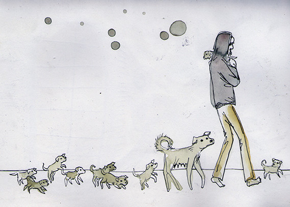 "Simon and his babies" (South Africa), watercolours & fineliner, 2015