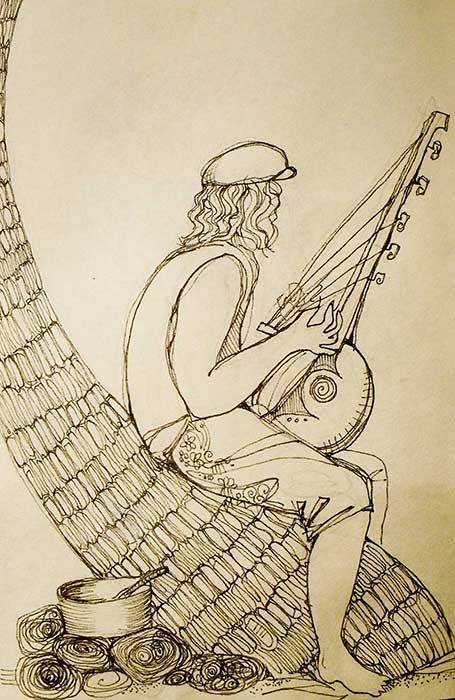 "Palm Tree Hippie" (Hawaii), fineliner, 2014