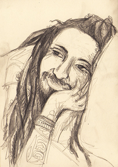 "Rasta resting" (Morocco), pencil, 2015