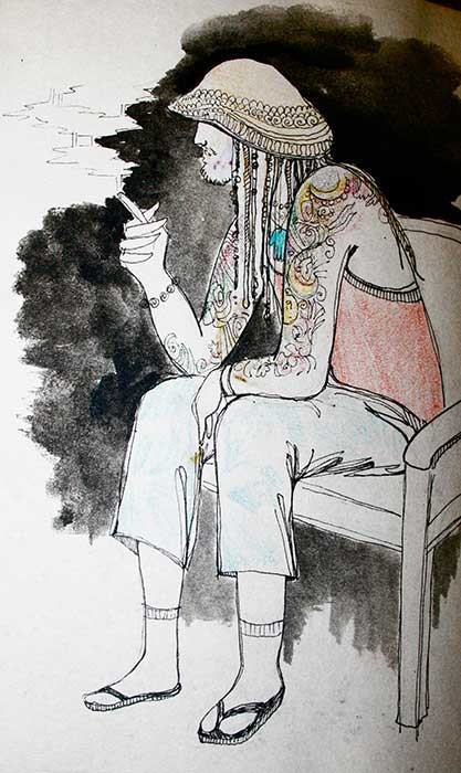 "Phive" (Hawaii), coloured pencils, fineliner & gouache, 2014