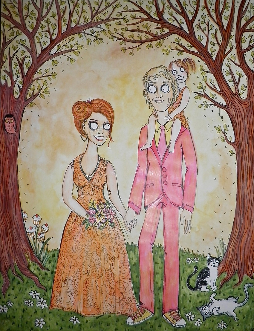 "Zoe & Bal", watercolours & biro, 2011