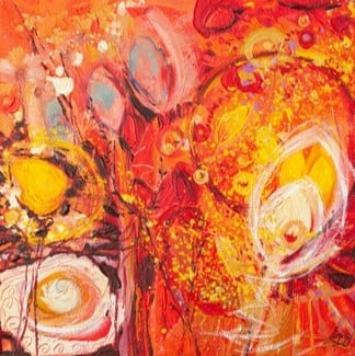 Elisabeth Augendre artiste peintre en Ariège acrylique impressionnisme fantaisie en jardin 27