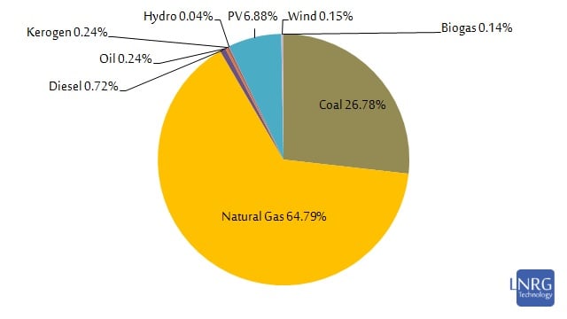 Capacity of the electricity generation segment in Israel by primary fuel type as of December 2018