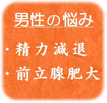 ・ 精力減退　・ 前立腺肥大