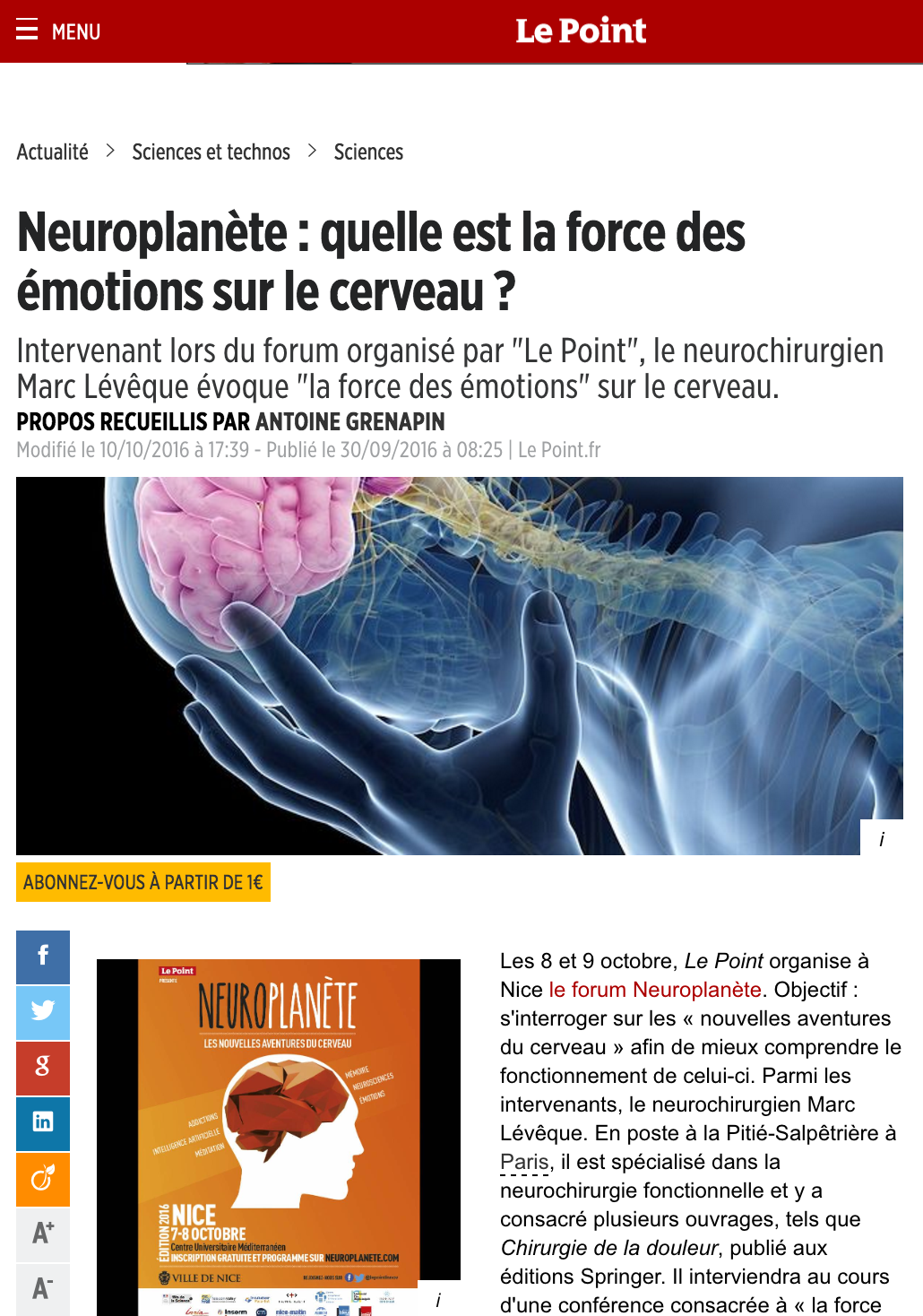 Le Point - Quel est la force des émotions ? - 30/09/16
