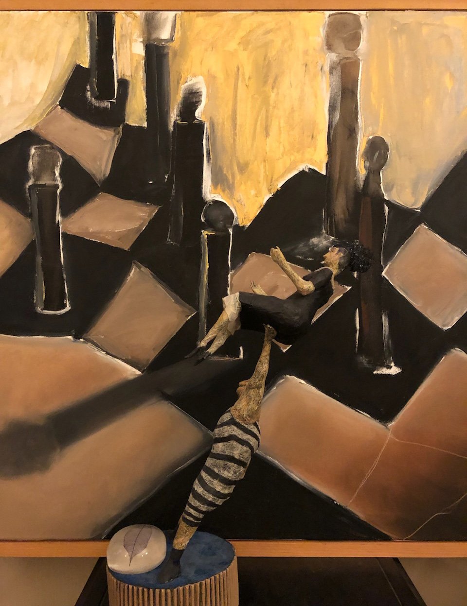 Painting by deborah harris, sculpture by Sae Kimura