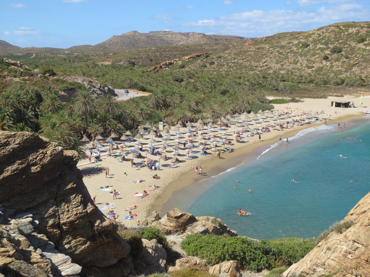 In der Nähe des nordöstlichsten Punktes der Insel Kreta: Vai.., der berühmte Palmenstrand von Kreta an der Bucht von Grandes (Ormos Grandes)