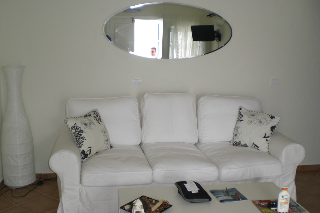 Unsere Residenz in Oia; Wohnzimmer