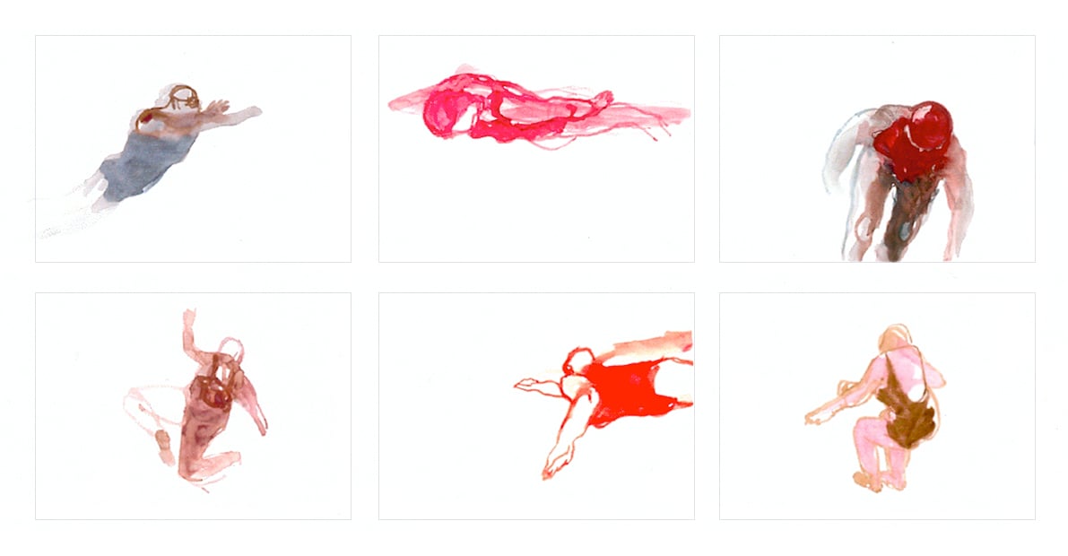 Aquarellstudien „Schwimmer”, Format 21 x 29 cm