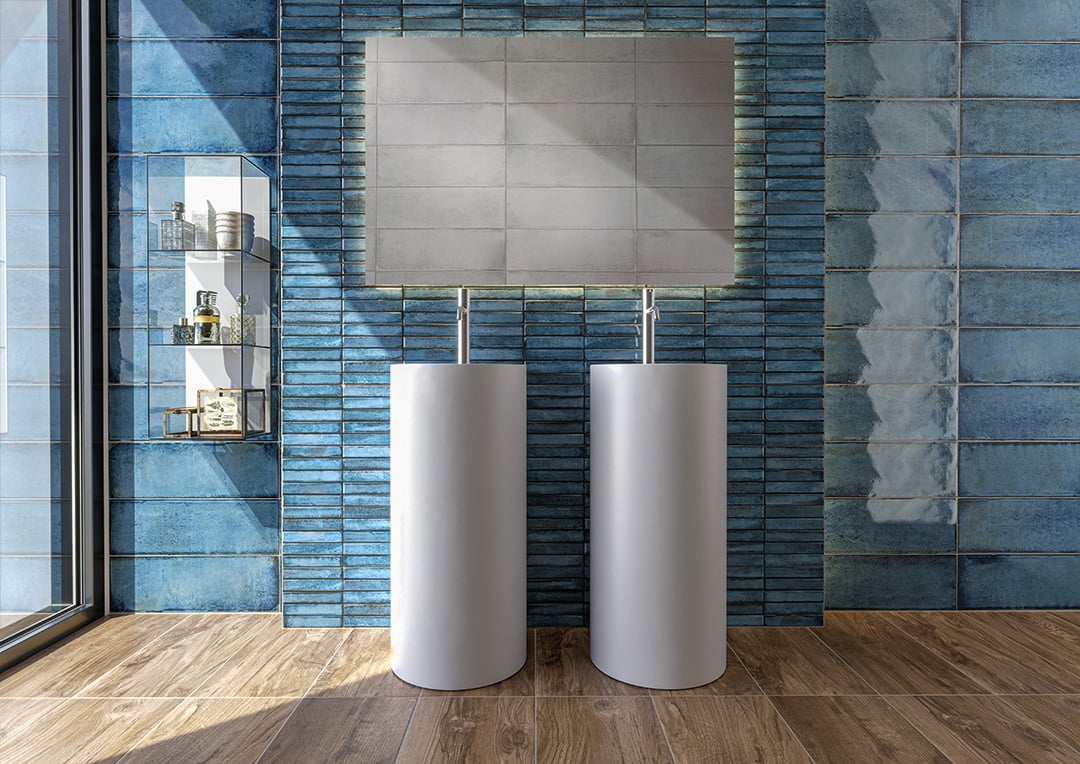 Blue Field Tile & Stack Decor