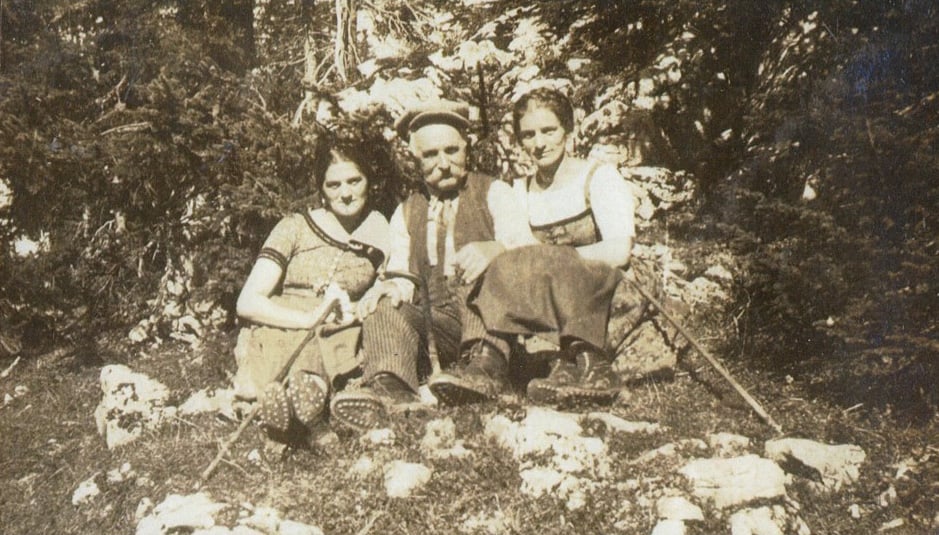 Max Eitzenberger - Besuch in der Heimat 1925: Anna Bartl, Max Eitzenberger, Kathi Bartl