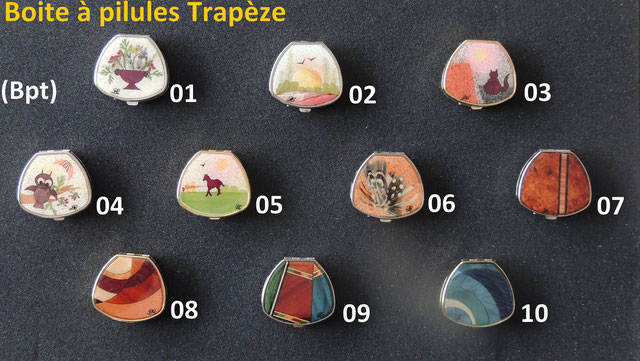 Boîte à pilule trapèze - 42x38mm - 32€