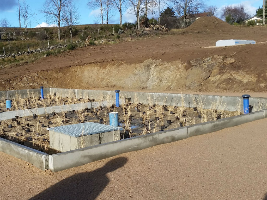 Assainissement avec du sable jaune de Noustoulet à Saint-André-en-Chalencon en Haute-Loire - filtre à roseaux par l'entreprise Sagnard TP