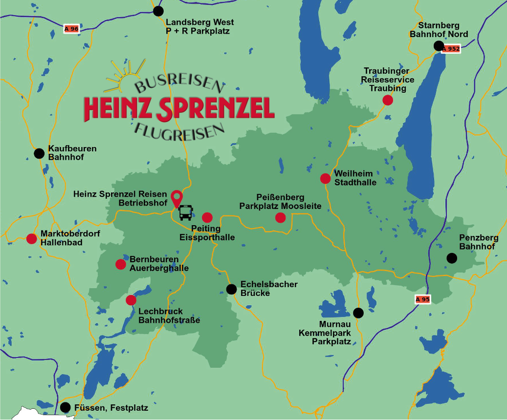 Unsere festen Zustiegsstellen © Heinz Sprenzel Reisen e. K.