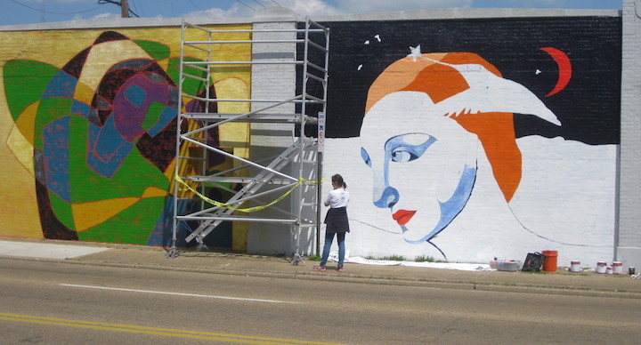 Neighbor Anna Carll and her mural...