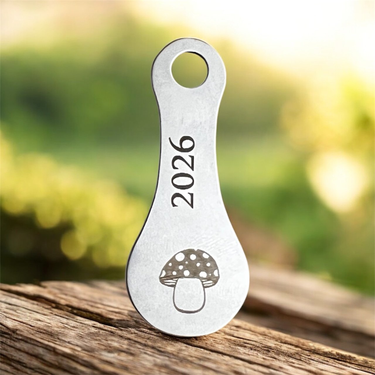 Einkaufswagenöffner aus Metall - Gravur Glückspilz