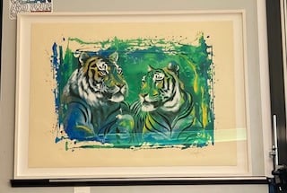 Grafik von R.Knie im Objektrahmen freigestellt, schwebende reversible Montage. 