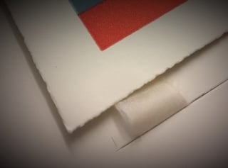 Trägerkarton geschlitzt, Falz Japanpapier.