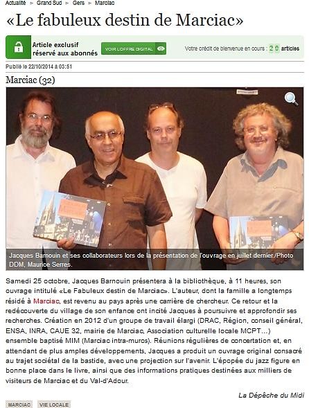 Le fabuleux destin de Marciac présenté à la médiathéque intercommunale