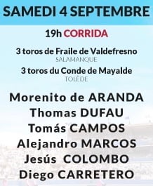 Toros de Valdefresno et Conde de Mayalde pour Morenito de Aranda, Thomas Dufau, Tomas Campos, Alejandro Marcos, Jesus Colombo et Diego Carretero