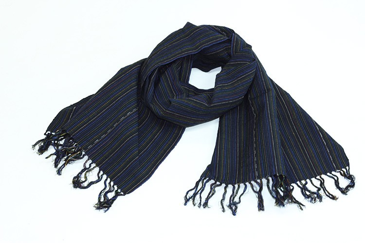 会津木綿ストール IIE 黒やたら縞