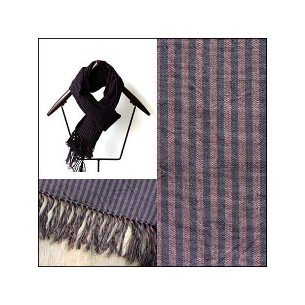 会津木綿ストール IIE ブラウンボーダー