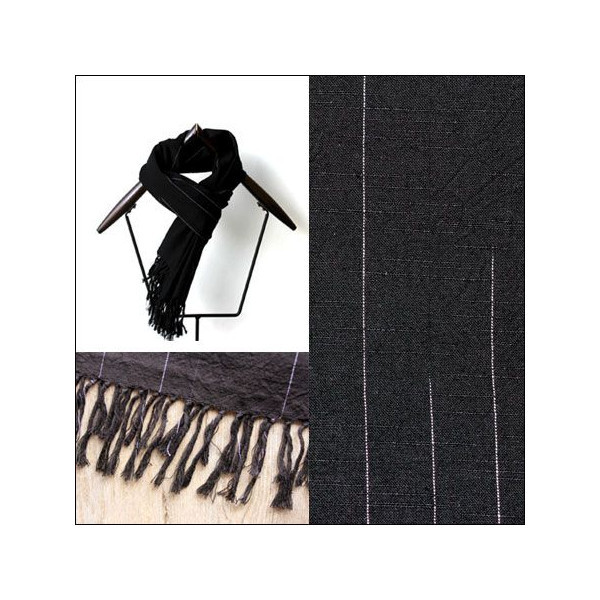 会津木綿ストール IIE 黒雨絣 八重セレクション選定柄