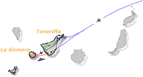 Karte - Anreise nach La Gomera über Teneriffa