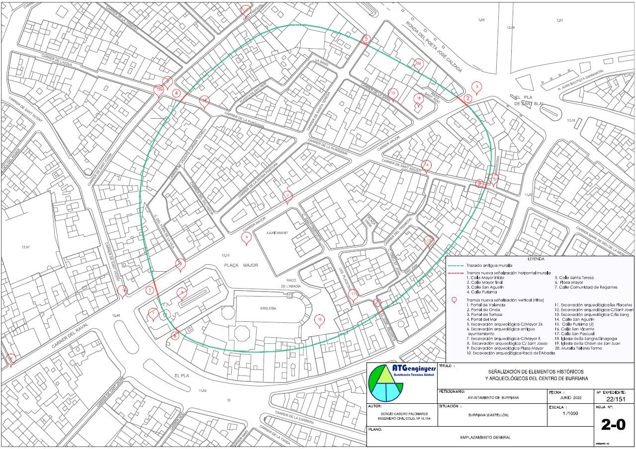 Señalización de elementos históricos y arqueológicos del centro de Burriana