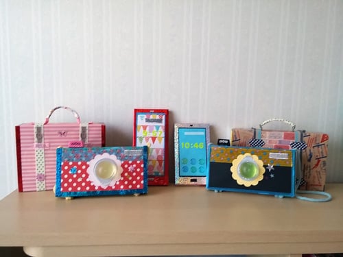 お菓子パッケージデコレーション（デコカメラ・携帯板チョコ・旅行カバン）