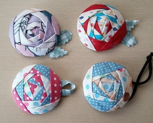 重ね布花ブローチ