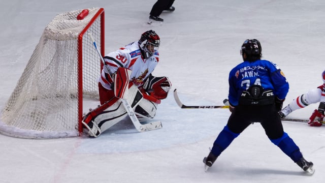 アイスバックス vs チャイナドラゴン: 河合選手のドライブからゴールを破ったがノーゴール