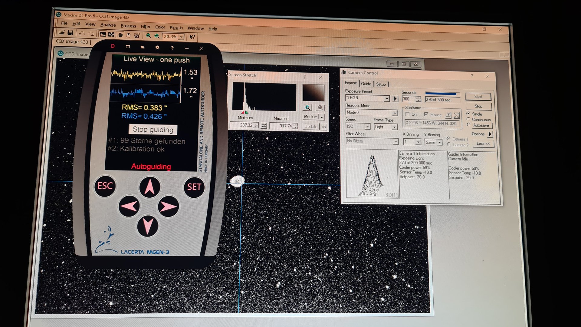Deep-Sky-Aufnahme und Guiding-Kontrolle via PC