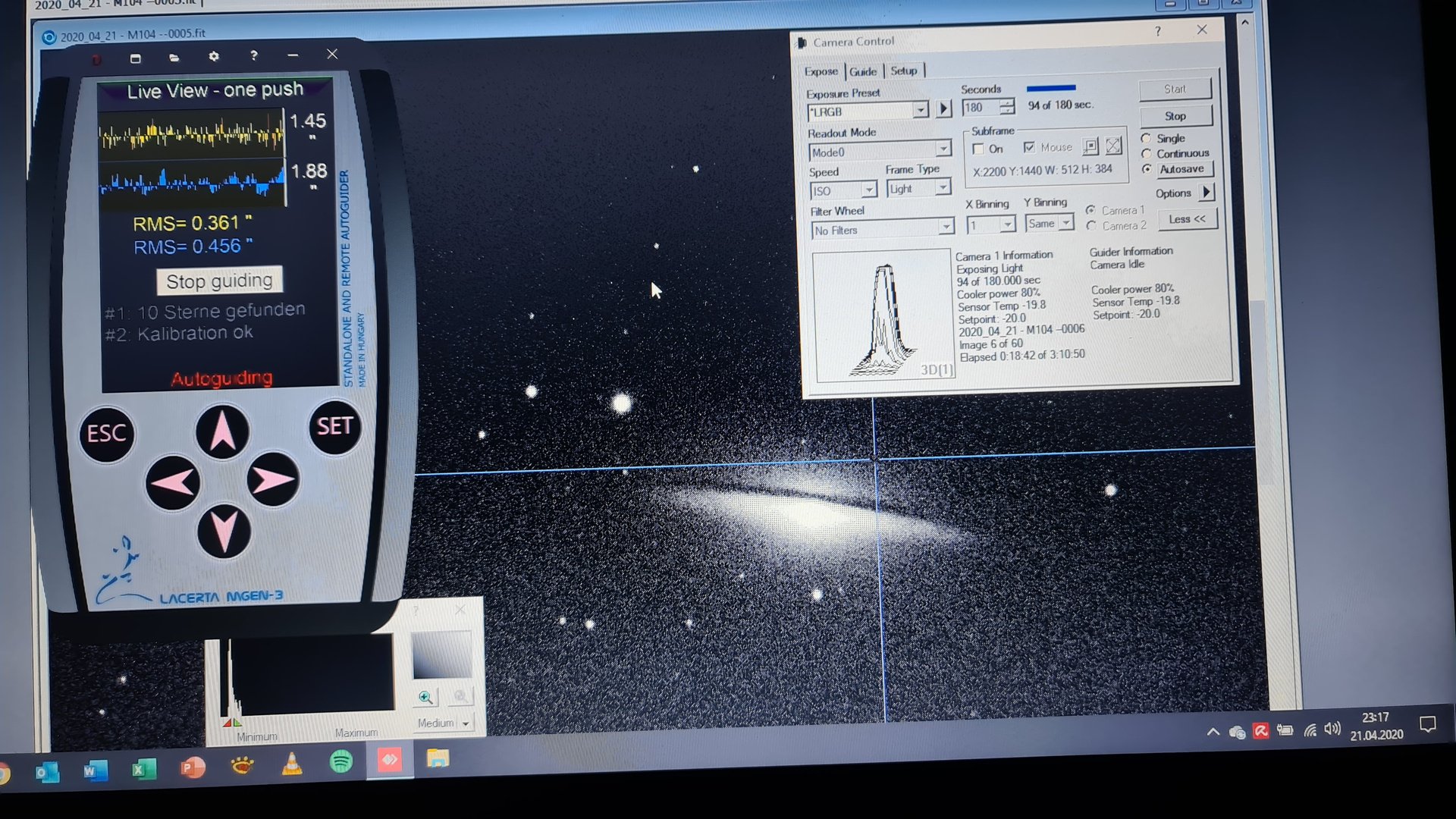 Deep-Sky-Aufnahme und Guiding-Kontrolle via PC