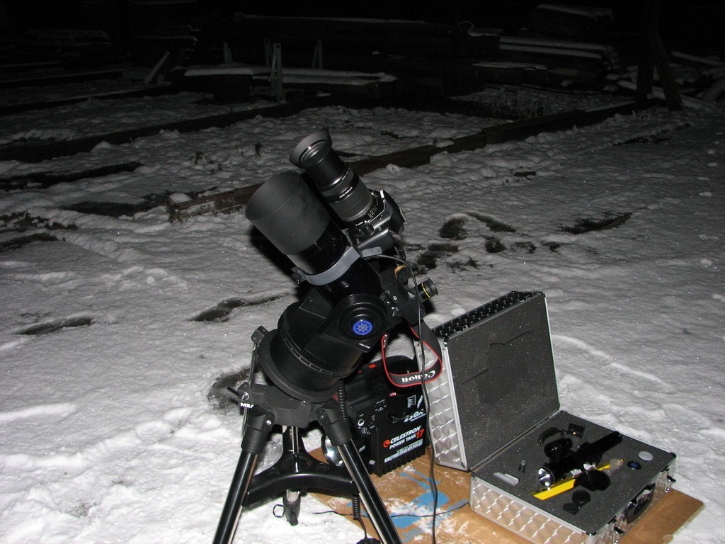Meade ETX-90 PE in parallaktischer Ausrichtung