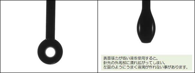 表面張力の低い液での事例