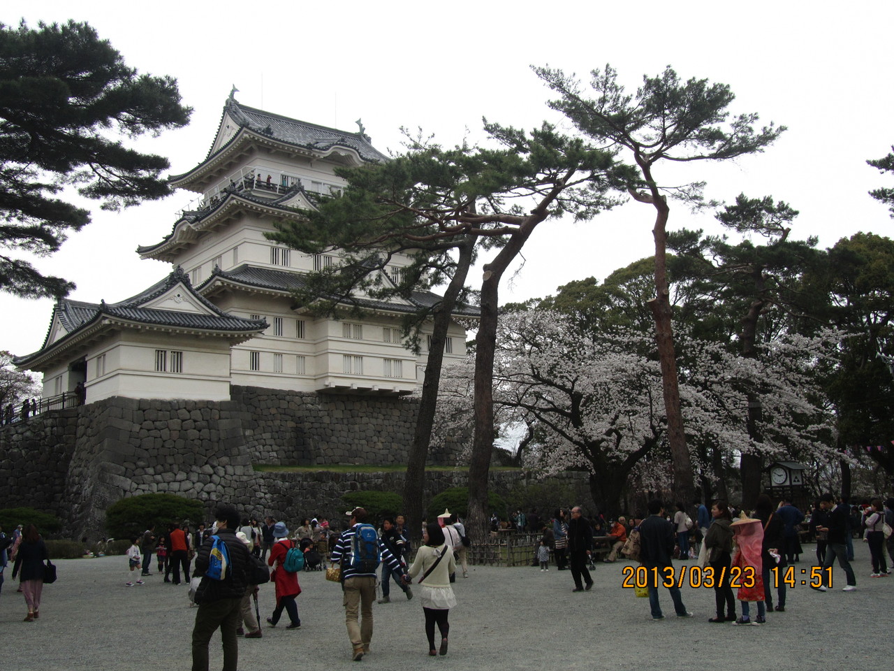 天守閣を背後に望む。