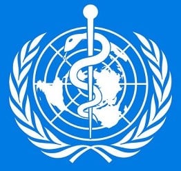 The logo of the World Health Organization (WHO)