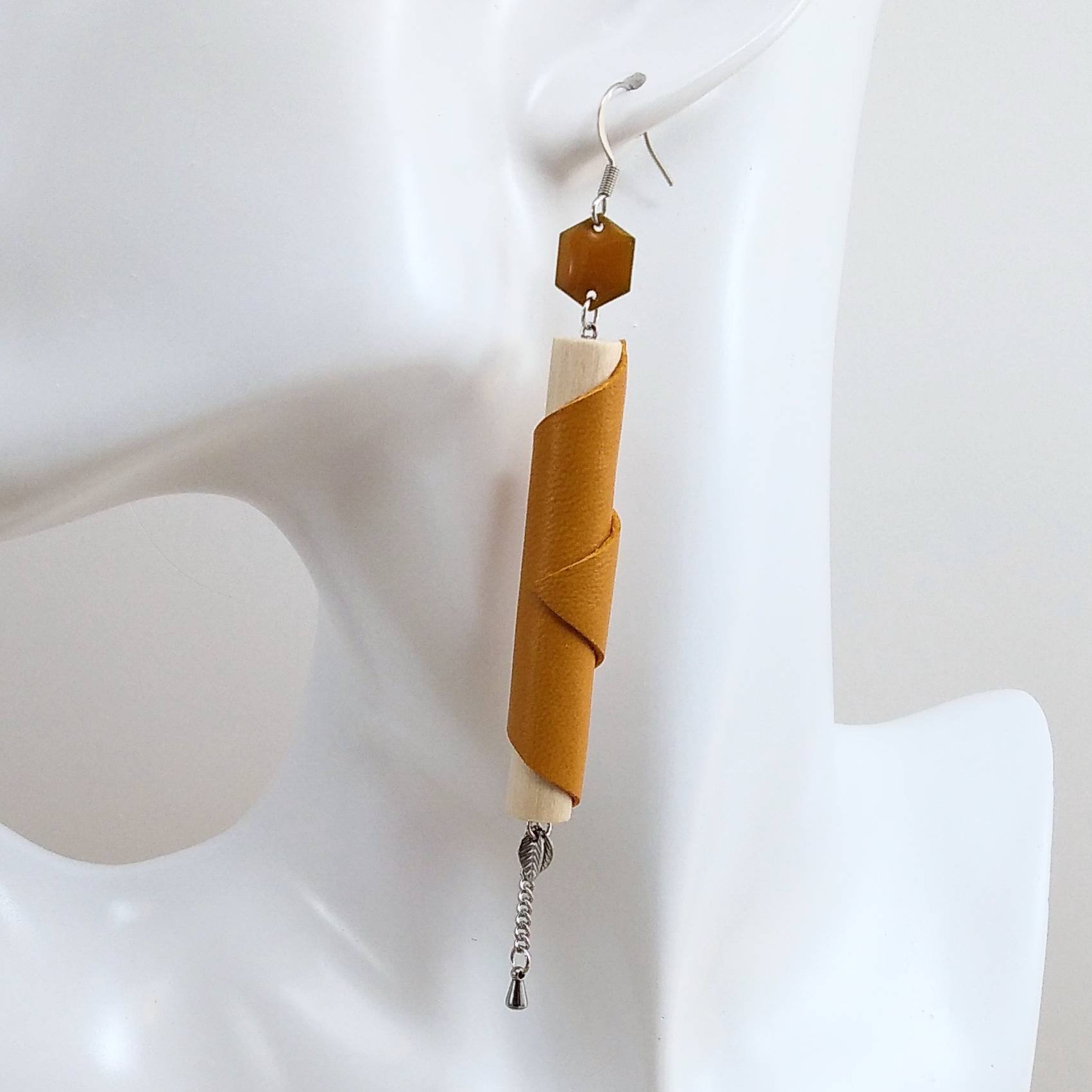 BO Formidable modèle CAROLE version longues, cuir moutarde, hexagone moutarde