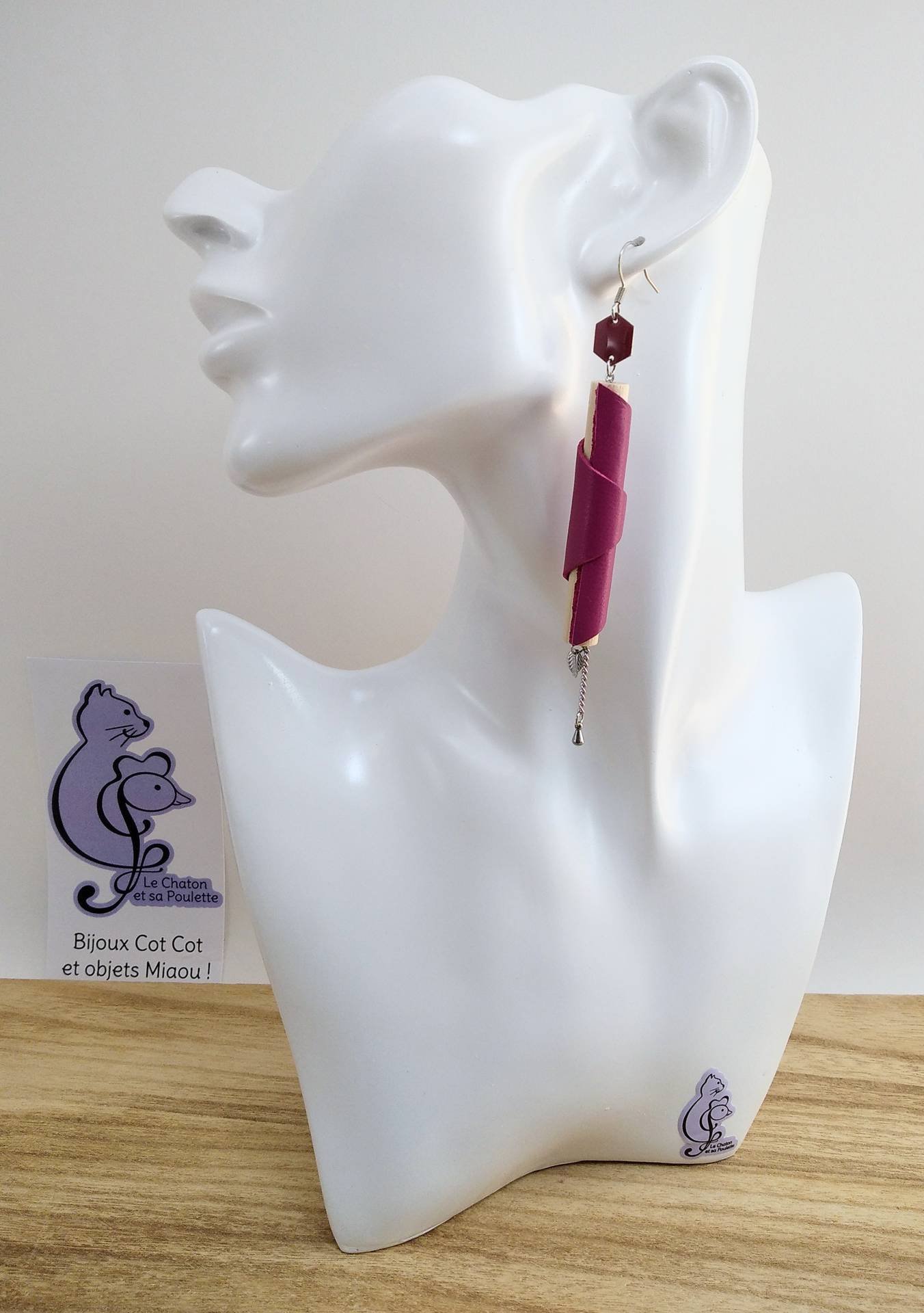 VENDUES ! BO Formidable modèle CAROLE version longues, cuir fuchsia, hexagone amarante