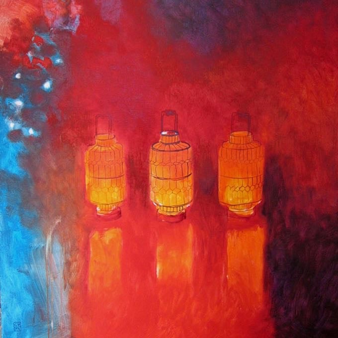 Lampions -2003 100X100 cm