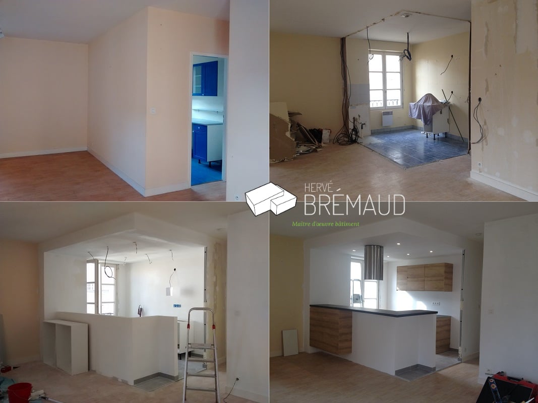 Architecture d'intérieur -  création d'une cuisine ouverte sur le séjour