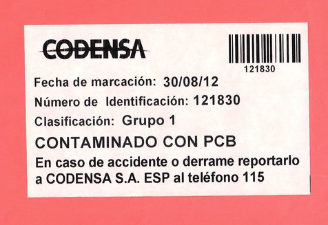 Etiqueta en poliester para transformadores