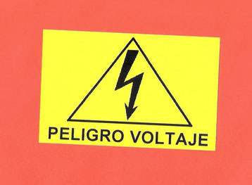 Etiqueta en poliester autoadhesivo de 77x130 mm con flecha Retie