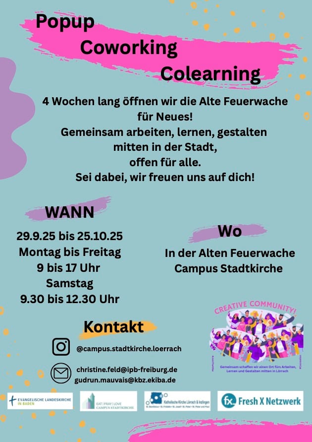 Popup Coworking / Colearning in der alten Feuerwache, 29. September - 25. Oktober 2025
